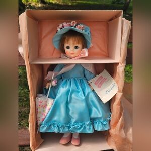 Madame Alexander Lucinda #1535 1965. 14" Blue Dress Brand New. Mint.